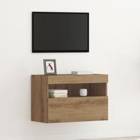Berkfield Home TV Wall Cabinet with LED Lights Artisan Oak 60x30x40 cm in Brown | Size: 60 x 30 x 40 cm