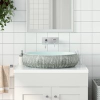 Berkfield Home Countertop Basin Grey & Blue Oval 59x40x15 cm Ceramic | Size: 59 x 40 x 15 cm