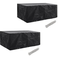 Berkfield Home Garden Furniture Covers 2pcs 8 Person Poly Rattan 229x113cm in Black | Size: 229x113 cm
