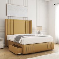 Peyton Divan Bed Velvet Set 54"Headboard 2Drawers Footend & Mattress King