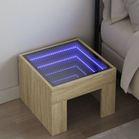 Berkfield Home Bedside Table with Infinity LED Sonoma Oak 40x40x30 cm in Brown | Size: 40 x 40 x 30 cm