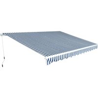 Berkfield Home Folding Awning Manual Operated 450 cm Blue/White in Blue