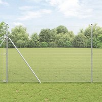 Berkfield Home Welded Wire Fence with 13 Posts 1.5x25 m Galvanised Steel in Silver