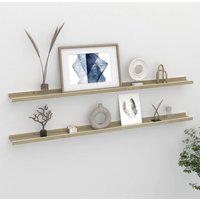 Berkfield Home Wall Shelves 2 pcs White & Sonoma Oak 115x9x3 cm | Size: 115 x 9 x 3 cm