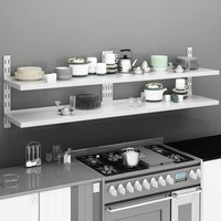 Berkfield Home 2-Tier Floating Wall Shelves 2 pcs Stainless Steel 200x30 cm in Grey