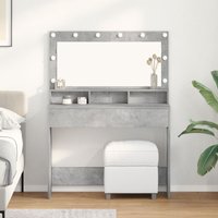 Dressing Table LED Lights Concrete Grey 100x41x135 cm x 41 x 135 cm