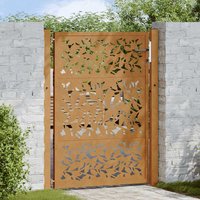 Berkfield Home Garden Gate 105x130 cm Weathering Steel Leaf Design in Brown