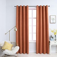 Berkfield Home Blackout Curtains with Metal Rings 2 pcs Rust 140x225 cm in Taupe