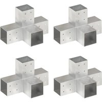 Berkfield Home Post Connectors 4 pcs X Shape Galvanised Metal 81x81 mm in Silver
