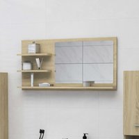 Berkfield Home Bathroom Mirror Sonoma Oak 90x10.5x45 cm Engineered Wood in Brown