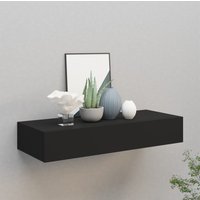 Berkfield Home Wall-mounted Drawer Shelf Black 60x23.5x10cm MDF | Size: 60x23.5x10 cm