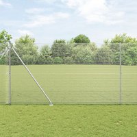 Berkfield Home Welded Wire Fence with 7 Spike Posts 1.6x10 m Galvanised Steel in Silver