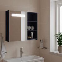Berkfield Home Bathroom Mirror Cabinet with LED Light Grey 60x13x52 cm | Size: 60 x 13 x 52 cm