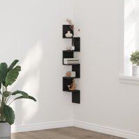 Berkfield Home Wall Corner Shelf - Black Oak, 20x20x127.5 cm, Made of Engineered Wood | Size: 20x20x127.5 cm