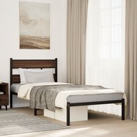 Berkfield Home Bed Frame without Mattress with Headboard Brown Oak 90x190 cm Single