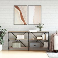 Berkfield Home Console Table Sonoma Oak 160x30x75 cm Engineered Wood & Iron in Brown | Size: 160 x 30 x 75 cm