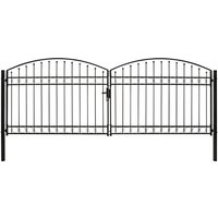 Berkfield Home Fence Gate Double Door with Arched Top Steel 400x150 cm Black