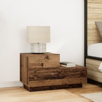 Berkfield Home Bedside Cabinet with LED Lights Old Wood 100x36x49 cm in Brown | Size: 100 x 36 x 49 cm