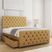 Maya Plush Velvet Divan Bed 24"Headboard 2Drawers Same Side & Mattress Double