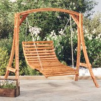 Berkfield Home Swing Bed Solid Bent Wood with Teak Finish 115x147x46 cm in Brown | Size: 115 x 147 x 46 cm
