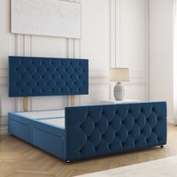 Maya Velvet Divan Bed 24"Headboard & 2Drawers Same Side No Mattress King