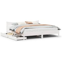 Berkfield Home Bed Frame with Drawers White 180x200 cm Super King Solid Wood Pine