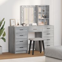 Berkfield Home 3 Piece Dressing Table Set with LED Grey Sonoma Engineered Wood