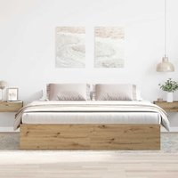 Berkfield Home Bed Frame without Mattress Artisan Oak 200x200cm Engineered Wood in Brown | Size: 200x200 cm