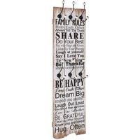 Berkfield Home Wall-mounted Coat Rack with 6 Hooks 120x40 cm FAMILY RULES