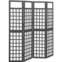 Berkfield Home 4-Panel Room Divider/Trellis Solid Fir Wood Black 161x180 cm