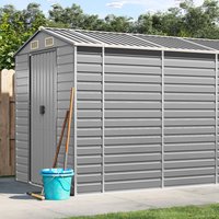 Garden Shed Light Grey 191x725x198 cm Galvanised Steel x 725 x 198 cm