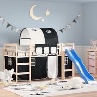 Berkfield Home Curtains for Loft Bed with Tunnel White & Black Polyester