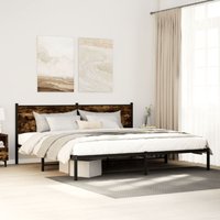 Berkfield Home Metal Bed Frame without Mattress Smoked Oak 193x203 cm in Brown