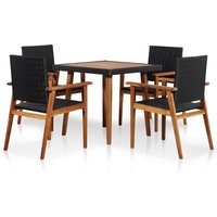 Berkfield Home 5 Piece Outdoor Dining Set Poly Rattan Black & Brown