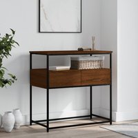 Berkfield Home Console Table Brown Oak 75x40x75 cm Engineered Wood | Size: 75 x 40 x 75 cm