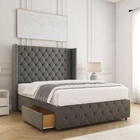 Mayfair Plush Divan Bed 54" Headboard 2 Drawers footend & No Mattress Super King