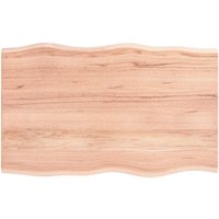 Berkfield Home Table Top Light Brown 80x50x2 cm Treated Solid Wood Oak Live Edge | Size: 80 x 50 x 2 cm
