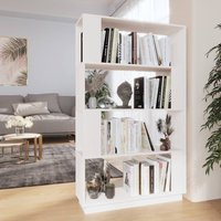 Berkfield Home Book Cabinet/Room Divider White 80x25x132 cm Solid Wood Pine | Size: 80 x 25 x 132 cm