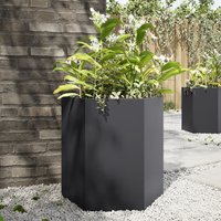 Berkfield Home Garden Planter 2 pcs Black Hexagon 46x40x45 cm Steel | Size: 46 x 40 x 45 cm