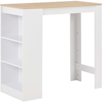 Berkfield Home Bar Table with Shelf White 110x50x103 cm | Size: 110 x 50 x 103 cm