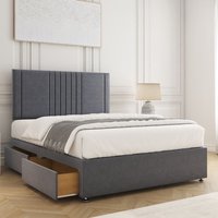Monaco Velvet Plush Divan Bed 24"Headboard 4 Drawers & Mattress Double