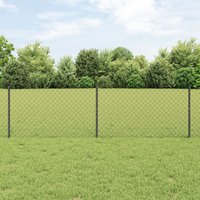 Berkfield Home Chain Link Fence with 22 U Posts Grey 0.6x25 m Steel