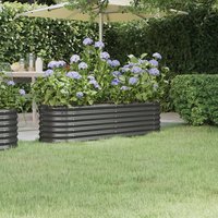 Berkfield Home Garden Raised Bed Powder-coated Steel 152x40x36 cm Anthracite in Black | Size: 152 x 40 x 36 cm