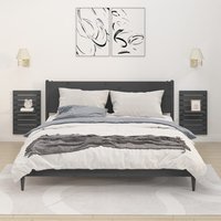 Berkfield Home Wall-mounted Bedside Shelves 2 pcs Grey Solid Wood Pine