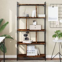 Berkfield Home Bookcase 5-Tier Smoked Oak 76x32x158 cm Engineered Wood in Brown | Size: 76 x 32 x 158 cm