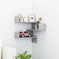 Berkfield Home Wall Corner Shelf Concrete Grey 40x40x50 cm Engineered Wood | Size: 40 x 40 x 50 cm
