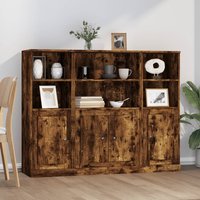 Berkfield Home Highboards 3 pcs Smoked Oak Engineered Wood in Brown
