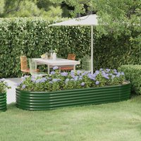Berkfield Home Garden Raised Bed Powder-coated Steel 249x100x36 cm Green | Size: 249 x 100 x 36 cm