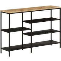 Berkfield Home Console Table 110x30x75 cm Solid Rough Mango Wood & Iron in Brown | Size: 110 x 30 x 75 cm