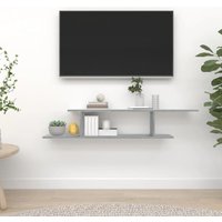 Berkfield Home Wall-Mounted TV Shelf Grey Sonoma 125x18x23 cm Engineered Wood | Size: 125 x 18 x 23 cm